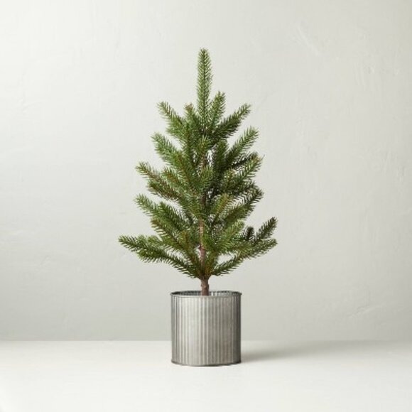 Hearth and Hand™ with Magnolia Galvanized Metal Pot Faux Pine‎ Tree NWT - Picture 1 of 5